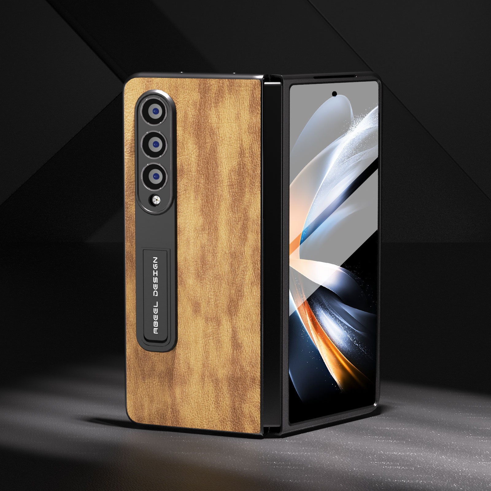 ABEEL til Samsung Galaxy Z Fold4 5G Kickstand telefontaske Litchi Texture PU Læder PC Vintage Cover med Front Screen Film ABEEL til Samsung Galaxy Z Fold4 5G Kickstand telefontaske Litchi Texture PU Læder PC Vintage Cover med Front Screen Film